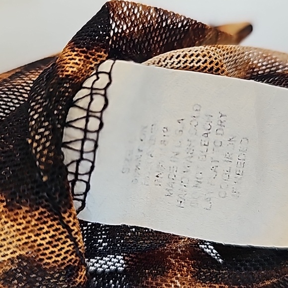 Elite Collection Women's See-Through Top Longsleeve Shirt Brown Size Large - Picture 5 of 6